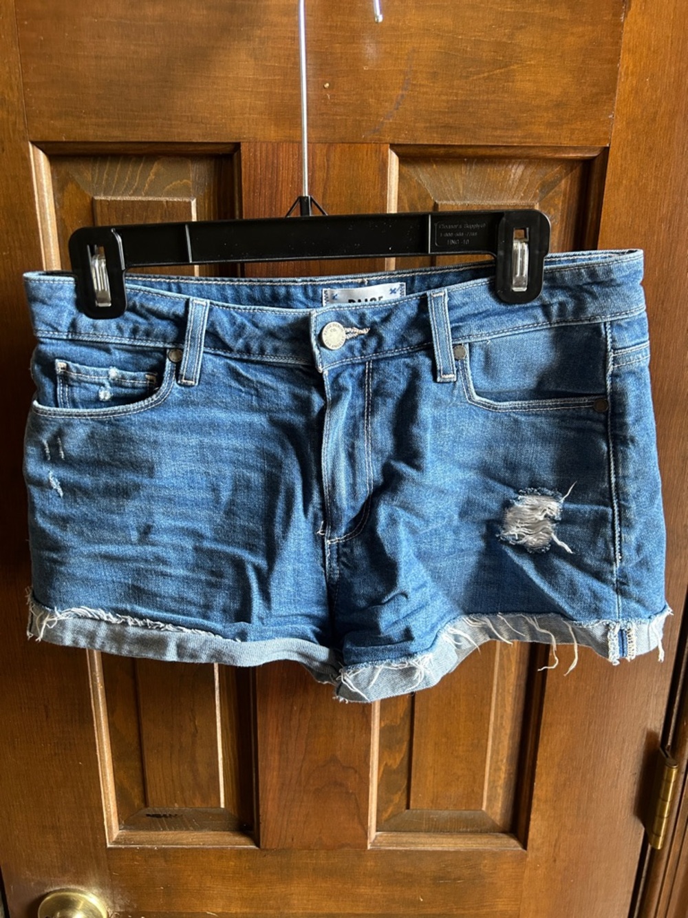 PAIGE Blue Distressed Cutoff Denim Shorts
